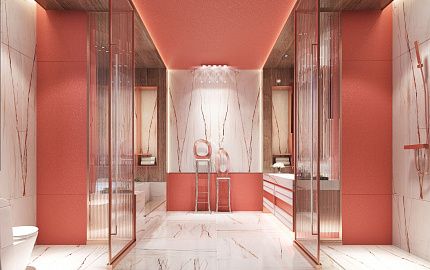 Облицовка пола турецким мрамором Rosso Venato